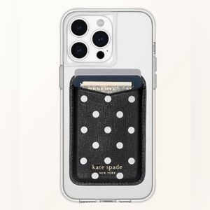 Kate Spade Black Polka Dot magnetic Phone Card Holder